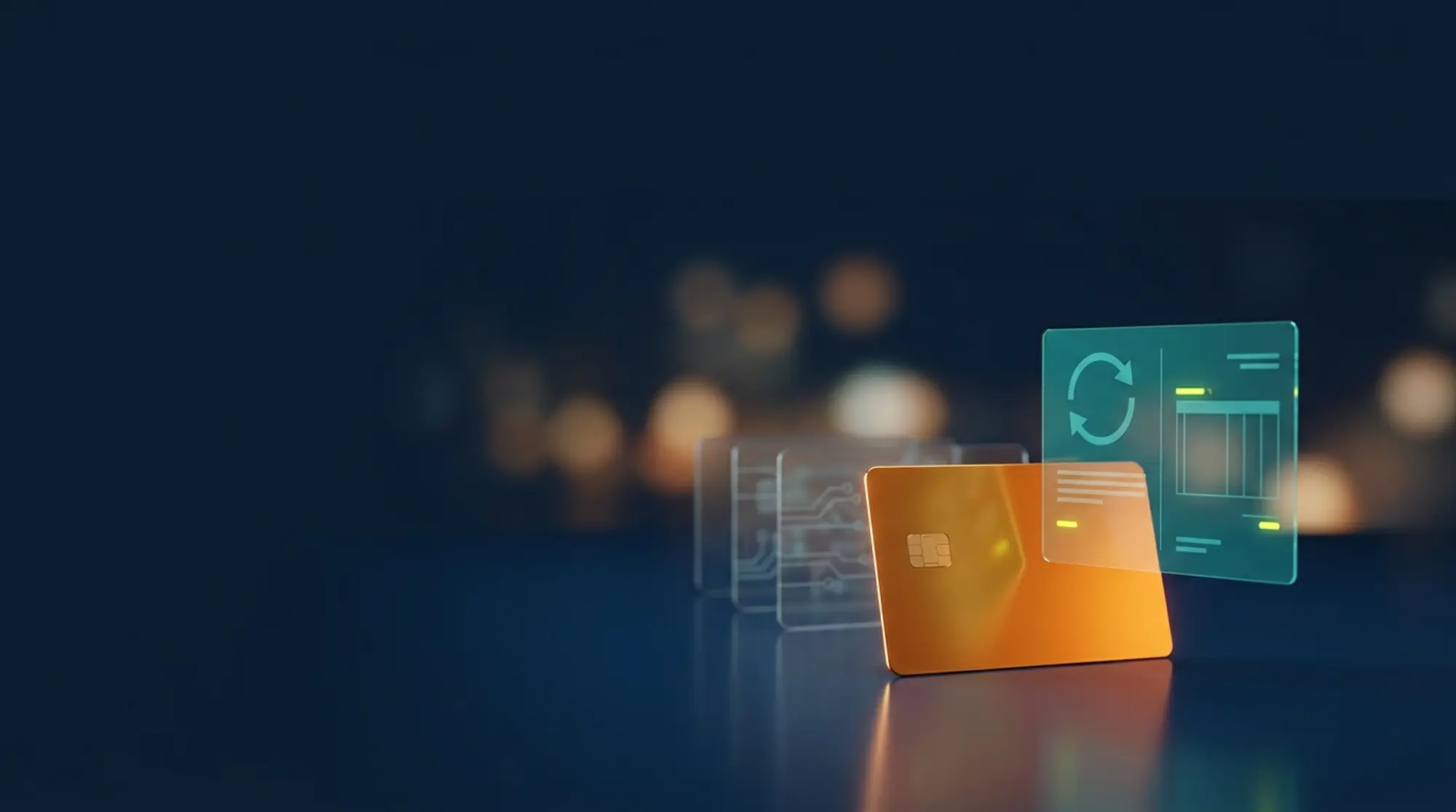 Monthly billing with Stripe: Set it up right. An orange payment card beside a glowing recurring invoice panel